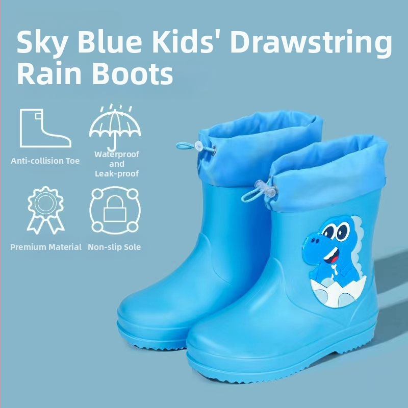 Ghete de ploaie pentru copii, până la gleznă, exterior PVC, impermeabile, talpă antiaderentă, căptușeală din bumbac, pentru vârste 6 luni–6 ani