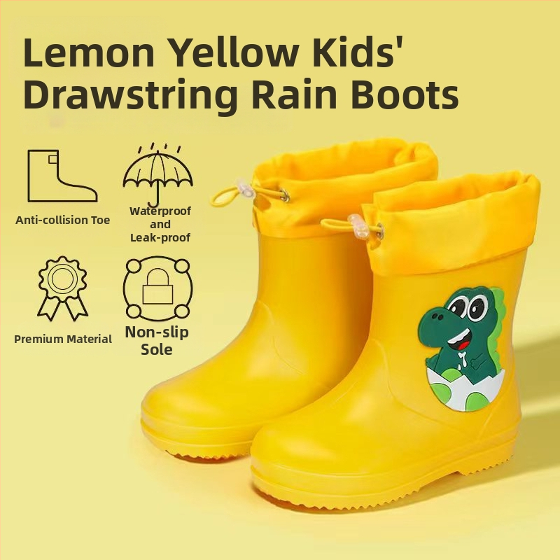 Ghete de ploaie pentru copii, până la gleznă, exterior PVC, impermeabile, talpă antiaderentă, căptușeală din bumbac, pentru vârste 6 luni–6 ani