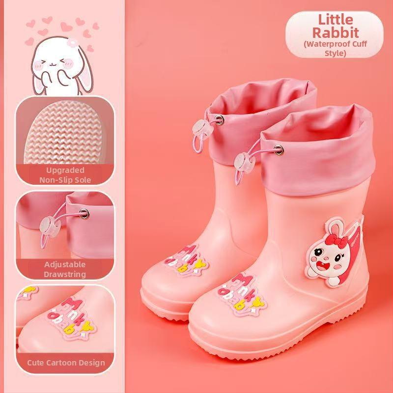 Ghete de ploaie pentru copii, până la gleznă, exterior PVC, impermeabile, talpă antiaderentă, căptușeală din bumbac, pentru vârste 6 luni–6 ani