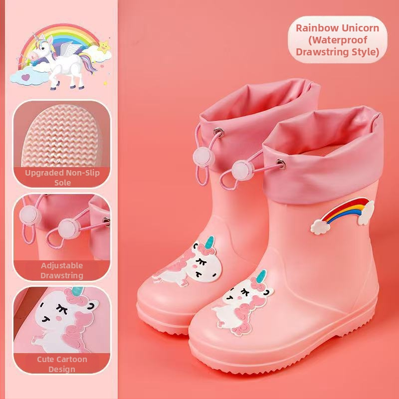Ghete de ploaie pentru copii, până la gleznă, exterior PVC, impermeabile, talpă antiaderentă, căptușeală din bumbac, pentru vârste 6 luni–6 ani
