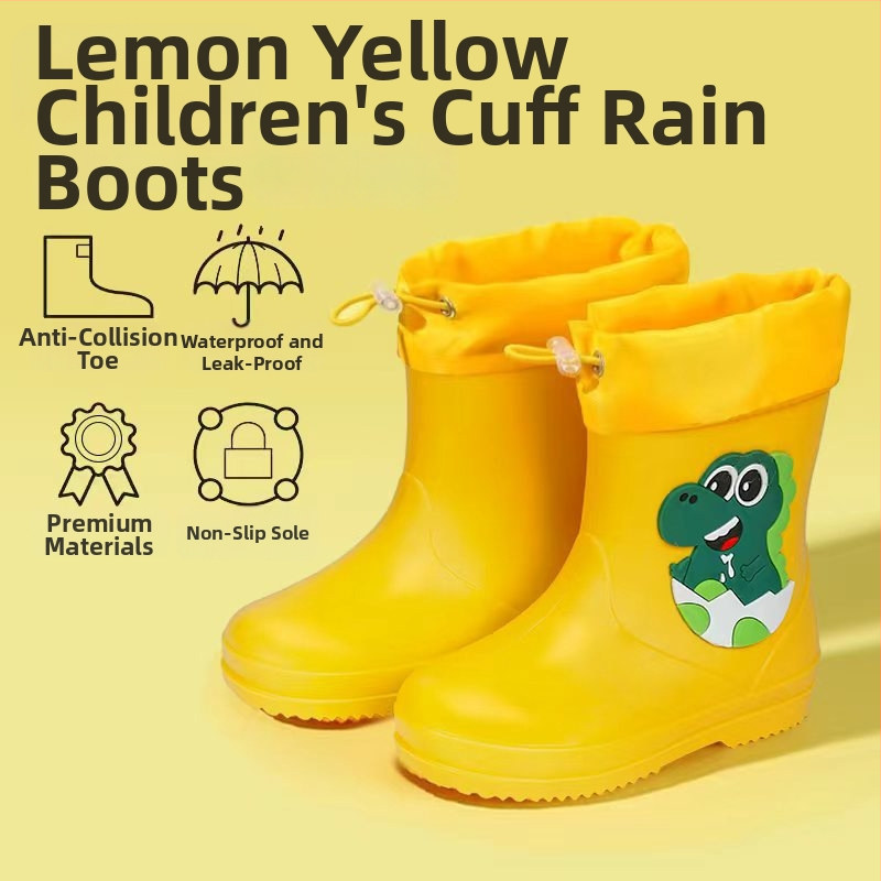 Ghete de ploaie pentru copii, până la gleznă, exterior PVC, impermeabile, talpă antiaderentă, căptușeală din bumbac, pentru vârste 6 luni–6 ani