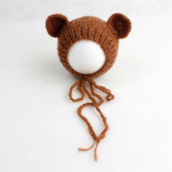 Πλεκτό καπέλο μωρού από mohair, σε μορφή αρκουδάκι, με κυκλικό θόλο, ζεστό για φωτογράφηση άνοιξη/φθινόπωρο, για 0–6 μηνών