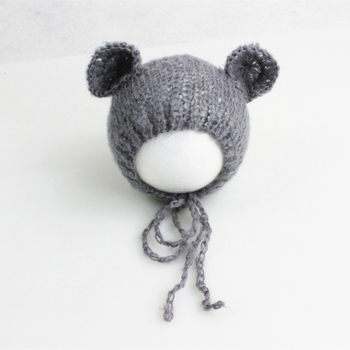 Πλεκτό καπέλο μωρού από mohair, σε μορφή αρκουδάκι, με κυκλικό θόλο, ζεστό για φωτογράφηση άνοιξη/φθινόπωρο, για 0–6 μηνών