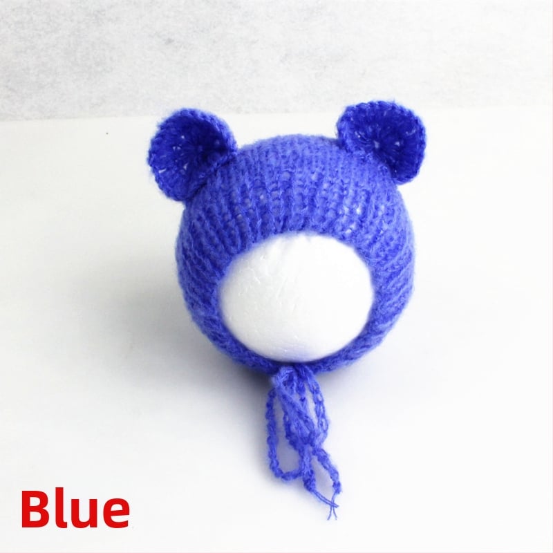 Πλεκτό καπέλο μωρού από mohair, σε μορφή αρκουδάκι, με κυκλικό θόλο, ζεστό για φωτογράφηση άνοιξη/φθινόπωρο, για 0–6 μηνών