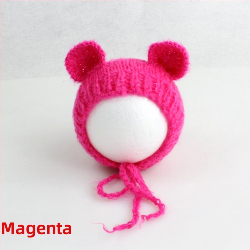 Πλεκτό καπέλο μωρού από mohair, σε μορφή αρκουδάκι, με κυκλικό θόλο, ζεστό για φωτογράφηση άνοιξη/φθινόπωρο, για 0–6 μηνών