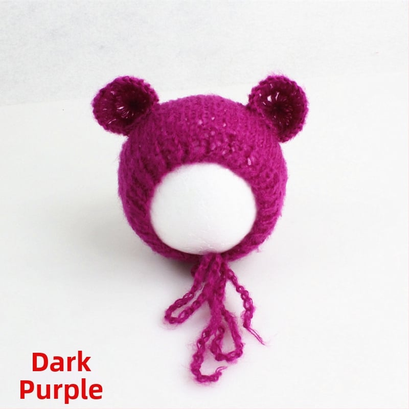 Πλεκτό καπέλο μωρού από mohair, σε μορφή αρκουδάκι, με κυκλικό θόλο, ζεστό για φωτογράφηση άνοιξη/φθινόπωρο, για 0–6 μηνών