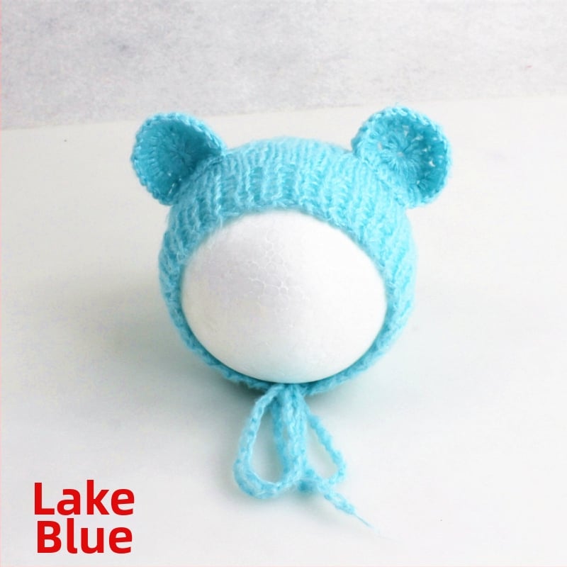 Πλεκτό καπέλο μωρού από mohair, σε μορφή αρκουδάκι, με κυκλικό θόλο, ζεστό για φωτογράφηση άνοιξη/φθινόπωρο, για 0–6 μηνών