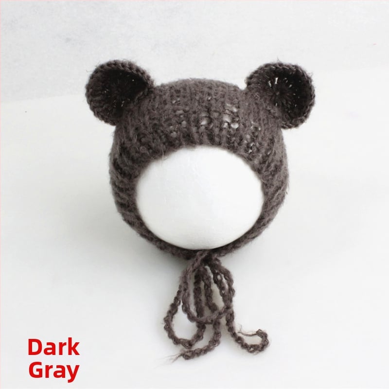 Πλεκτό καπέλο μωρού από mohair, σε μορφή αρκουδάκι, με κυκλικό θόλο, ζεστό για φωτογράφηση άνοιξη/φθινόπωρο, για 0–6 μηνών