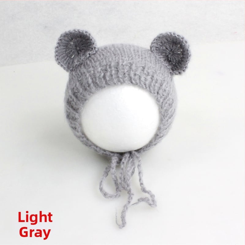 Πλεκτό καπέλο μωρού από mohair, σε μορφή αρκουδάκι, με κυκλικό θόλο, ζεστό για φωτογράφηση άνοιξη/φθινόπωρο, για 0–6 μηνών