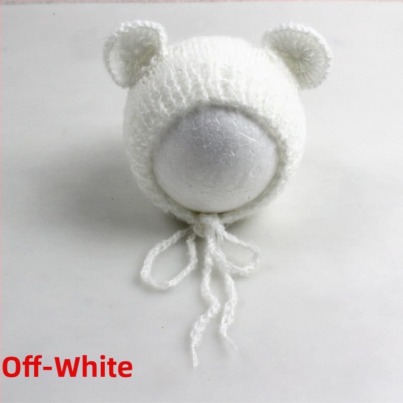 Πλεκτό καπέλο μωρού από mohair, σε μορφή αρκουδάκι, με κυκλικό θόλο, ζεστό για φωτογράφηση άνοιξη/φθινόπωρο, για 0–6 μηνών