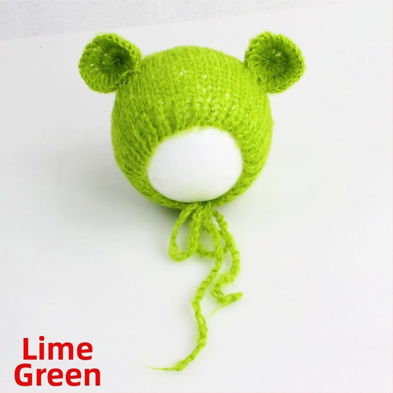 Πλεκτό καπέλο μωρού από mohair, σε μορφή αρκουδάκι, με κυκλικό θόλο, ζεστό για φωτογράφηση άνοιξη/φθινόπωρο, για 0–6 μηνών