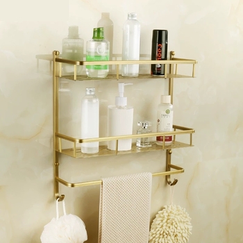 Bakreni držač za ručnike u kupaonici, europskog stila, brušeni završetak, montaža bez bušenja, komplet od šest dijelova ili više