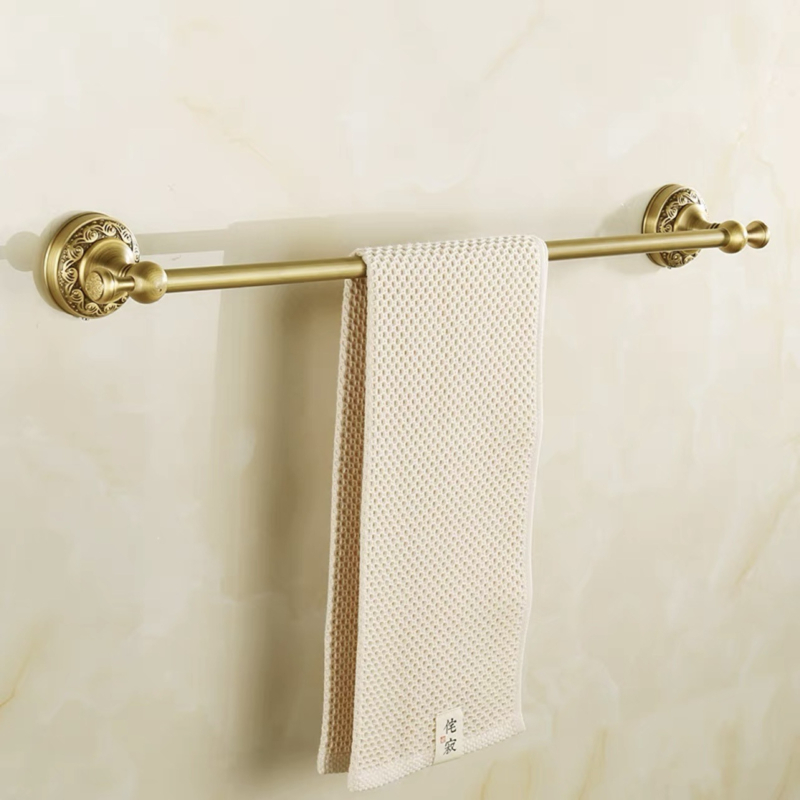 Bakreni držač za ručnike u kupaonici, europskog stila, brušeni završetak, montaža bez bušenja, komplet od šest dijelova ili više