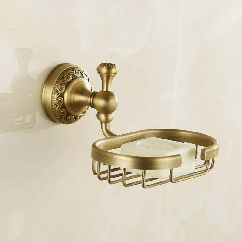 Bakreni držač za ručnike u kupaonici, europskog stila, brušeni završetak, montaža bez bušenja, komplet od šest dijelova ili više