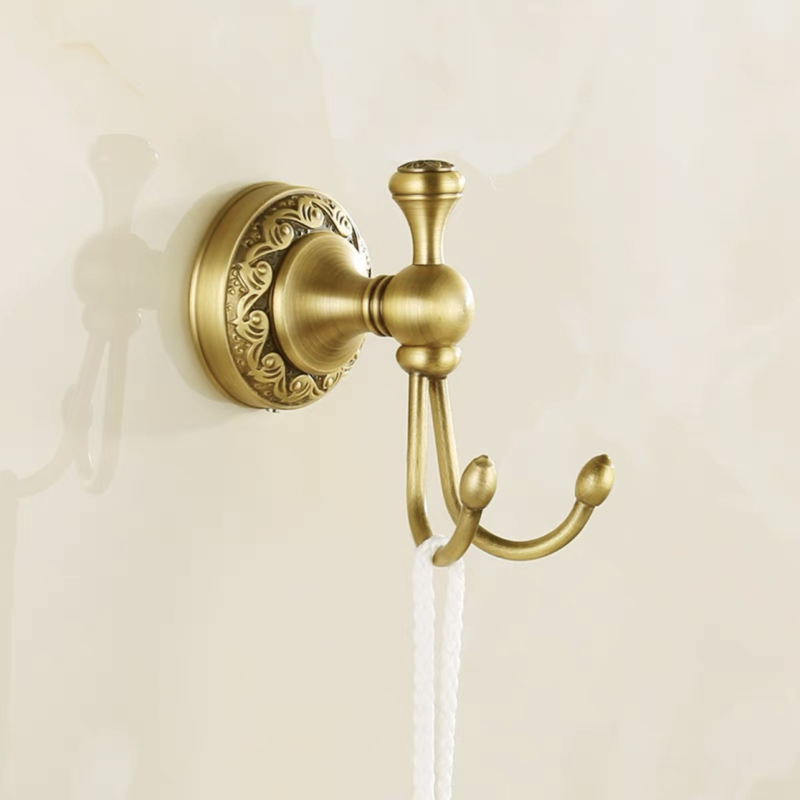 Bakreni držač za ručnike u kupaonici, europskog stila, brušeni završetak, montaža bez bušenja, komplet od šest dijelova ili više