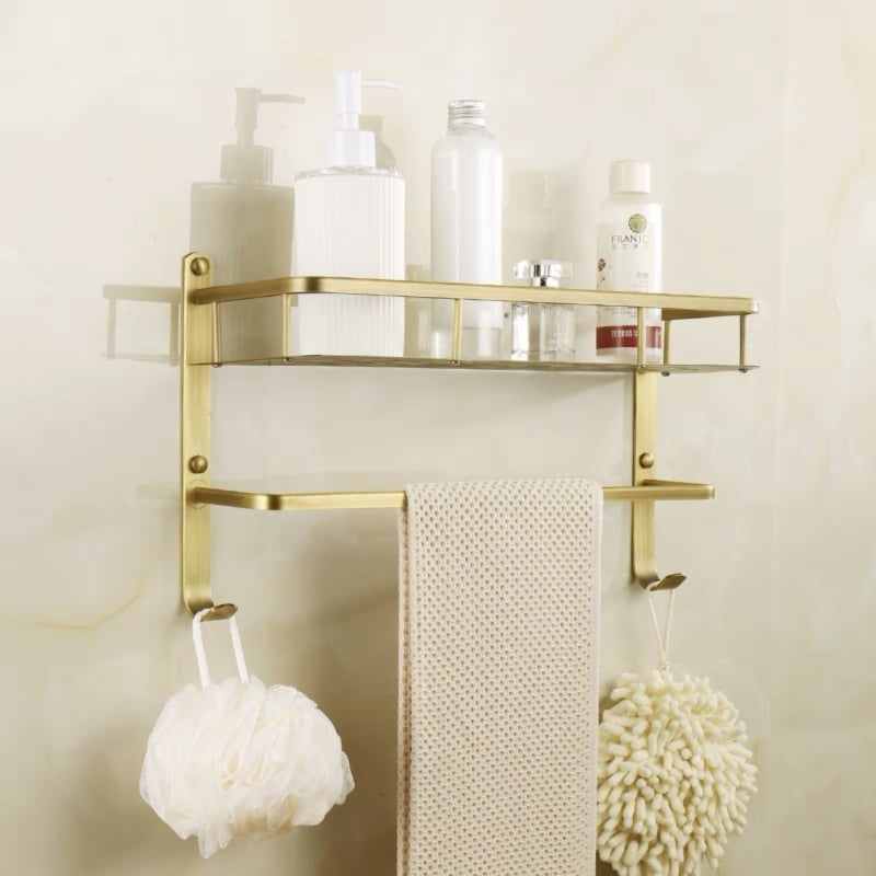 Bakreni držač za ručnike u kupaonici, europskog stila, brušeni završetak, montaža bez bušenja, komplet od šest dijelova ili više