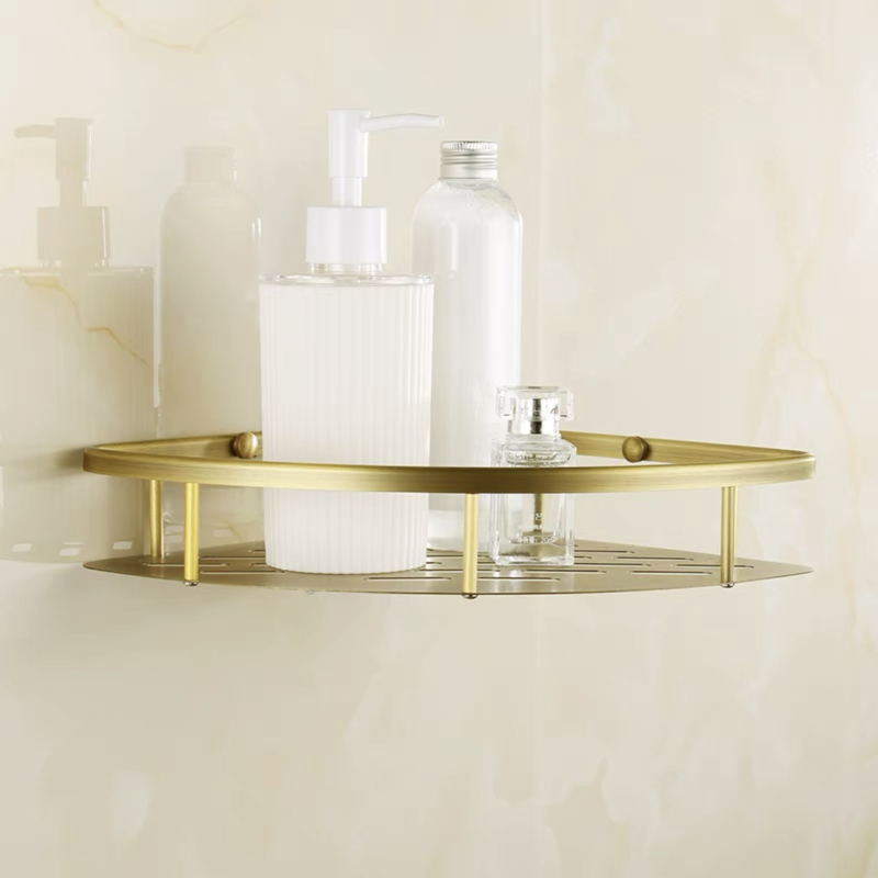 Bakreni držač za ručnike u kupaonici, europskog stila, brušeni završetak, montaža bez bušenja, komplet od šest dijelova ili više