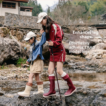 Cizme de ploaie, partea superioară din PVC, talpă plată, model monocrom, unisex