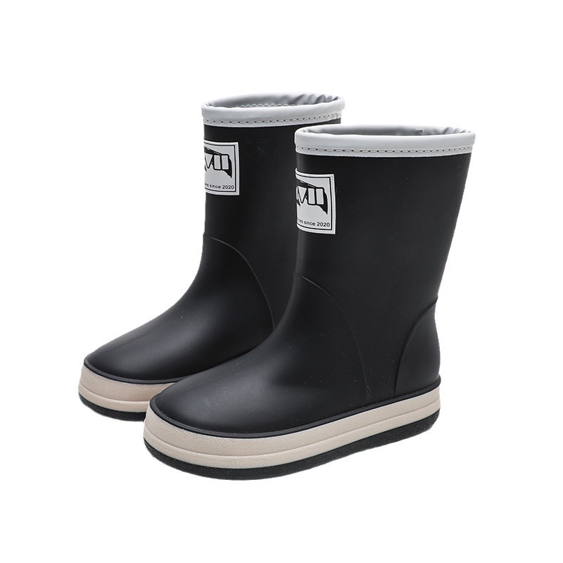 Cizme de ploaie, partea superioară din PVC, talpă plată, model monocrom, unisex