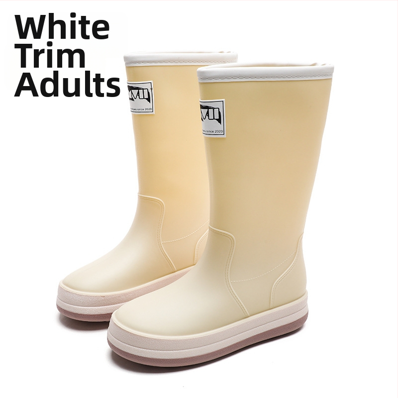 Cizme de ploaie, partea superioară din PVC, talpă plată, model monocrom, unisex