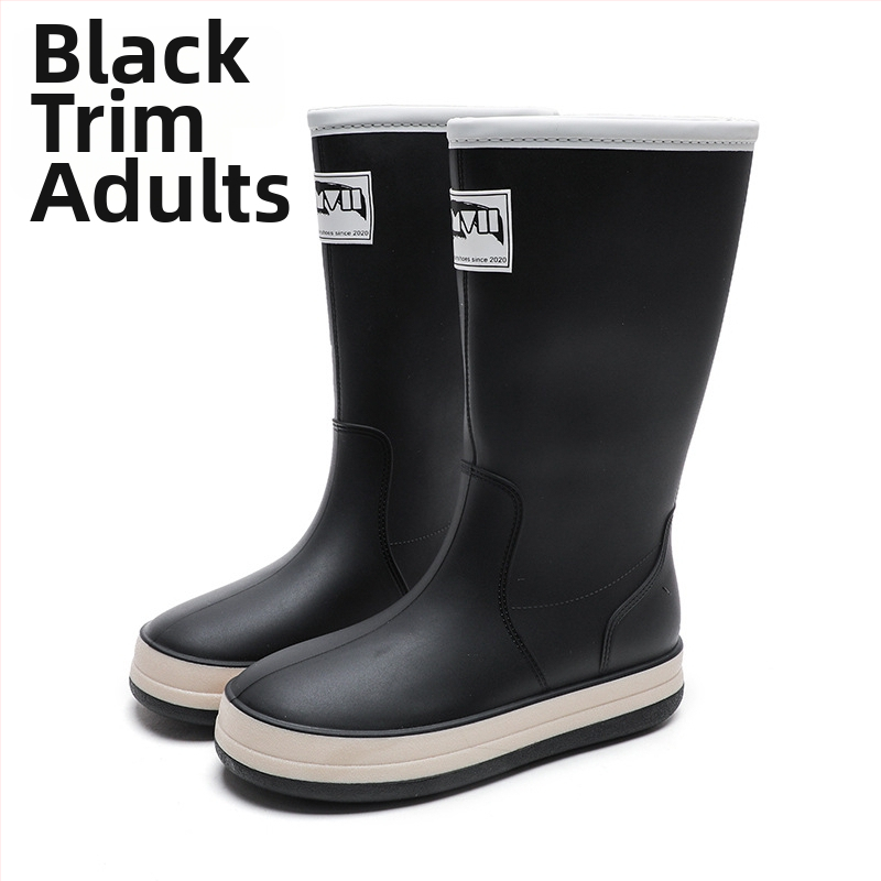 Cizme de ploaie, partea superioară din PVC, talpă plată, model monocrom, unisex