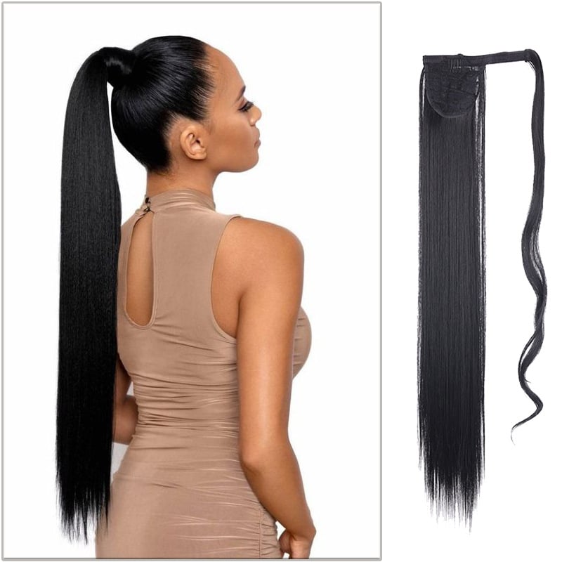 Perucă cu coadă de cal — fibre sintetice rezistente la temperatură; model 202309090020; brand Wonderful poems (beauty); pentru femei; nu poate fi vopsită sau îndreptată