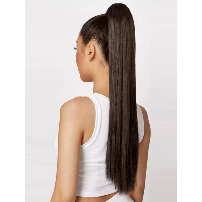 Perucă cu coadă de cal — fibre sintetice rezistente la temperatură; model 202309090020; brand Wonderful poems (beauty); pentru femei; nu poate fi vopsită sau îndreptată