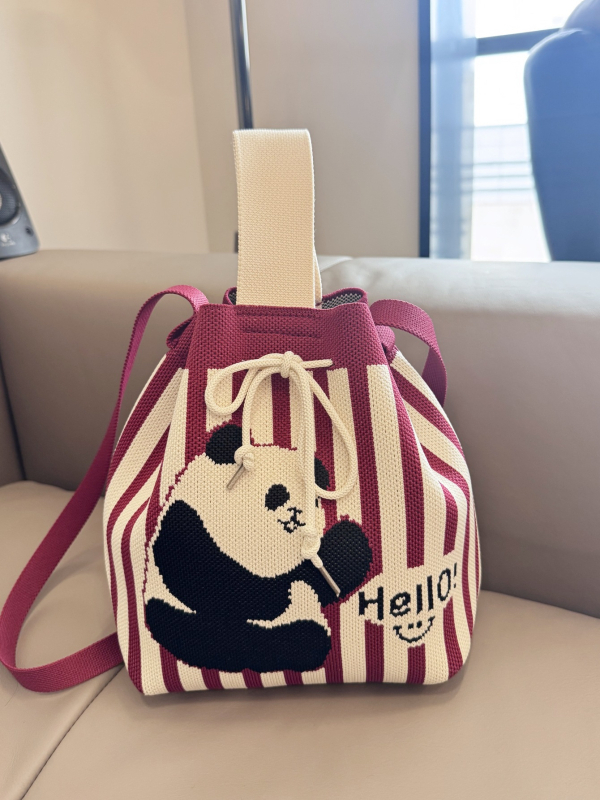 Torba za ramena sa šnonom, cilindričnog oblika, poliester, stil Fresh and Sweet, unutarnji džepovi za telefon, ID karticu i prijenosno računalo