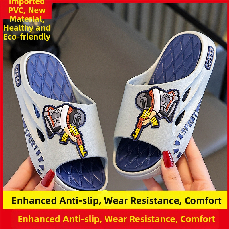 Short Horse детски сандали за момчета - PVC горна част и подметка, карикатурен принт, дишащи, антихлъзгащи, с открити пръсти, за възраст 4-16 г, пролет-лято 2025
