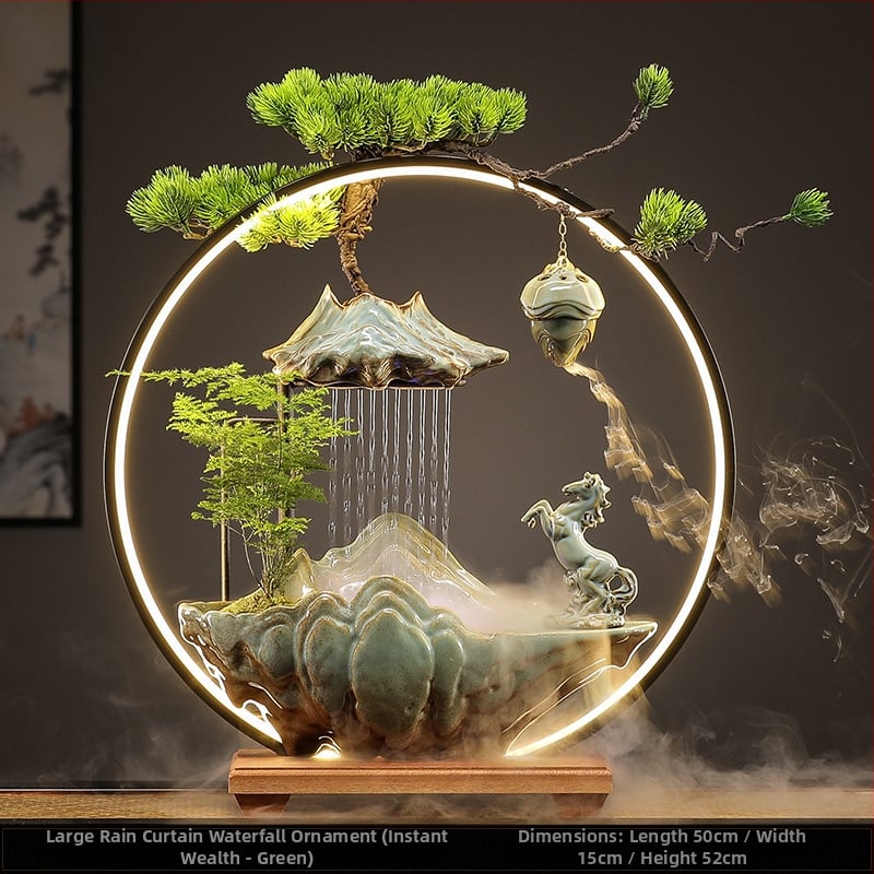 Керамичен овлажнител с циркулация на вода — декоративна фигура за бюро и хол, стил Нов Китайски стил, повърхност с полу-ручна обработка