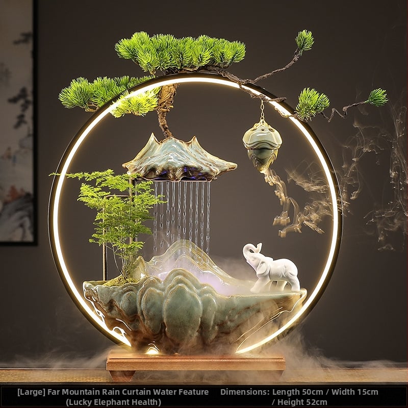 Керамичен овлажнител с циркулация на вода — декоративна фигура за бюро и хол, стил Нов Китайски стил, повърхност с полу-ручна обработка