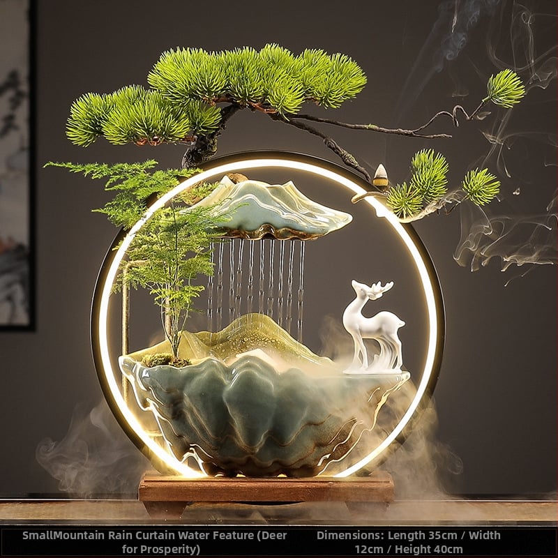 Керамичен овлажнител с циркулация на вода — декоративна фигура за бюро и хол, стил Нов Китайски стил, повърхност с полу-ручна обработка