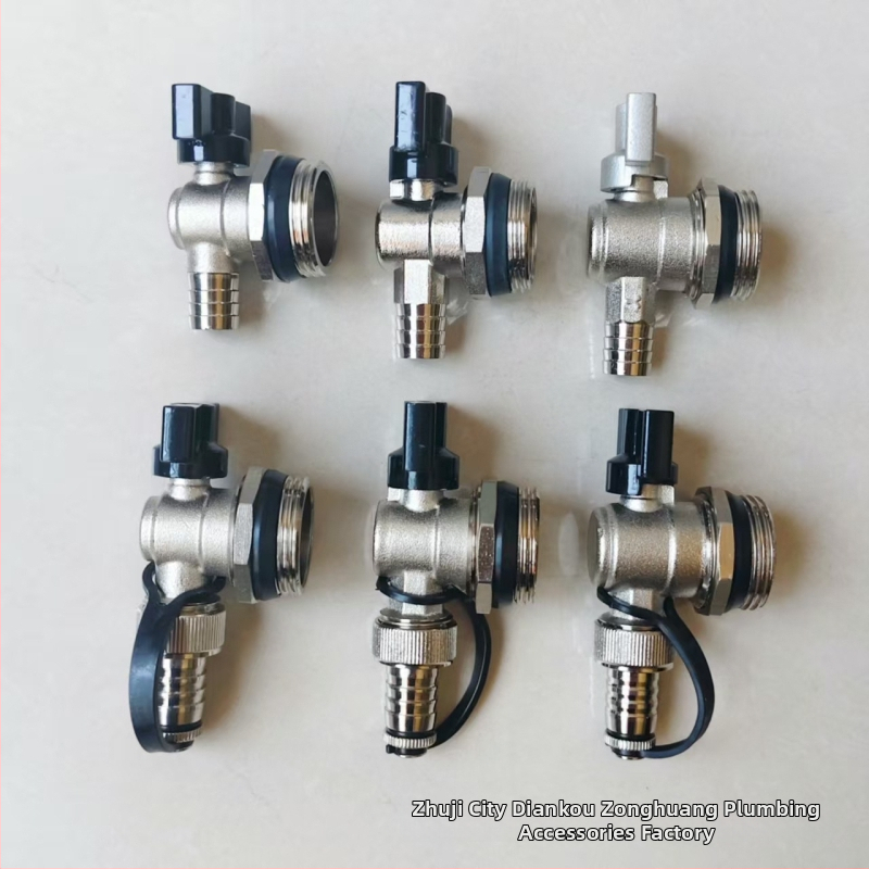 Meďový rozvádzač pre podlahové vykurovanie so závitovým pripojením, ventil drenáže a vypúšťania, vysoký tok pre domáce použitie