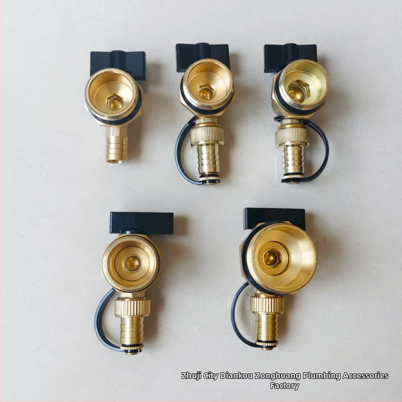 Meďový rozvádzač pre podlahové vykurovanie so závitovým pripojením, ventil drenáže a vypúšťania, vysoký tok pre domáce použitie