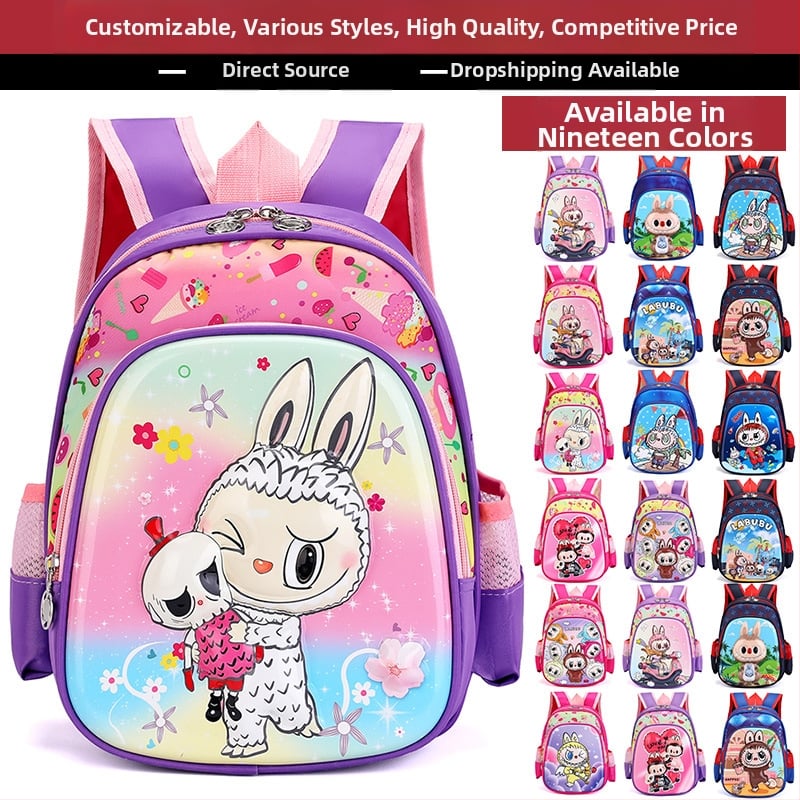 Detský batoh - Vzor s kreslenými postavičkami; PVC materiál, priedušný, nepremokavý, ľahký, zakrivené ramenné popruhy