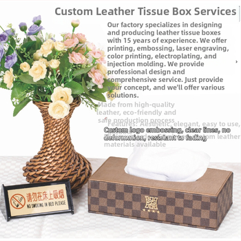 Kožená krabička na vreckovky – ručne vyrobená, s vyberateľnou vnútornou zásobou, model FJ-0741, možnosť loga na mieru, vhodná do hosťovských izieb a na stôl