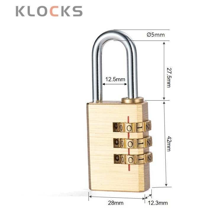 Sárgaréz labirintus záras doboz mechanikus jelszó zár, 3- vagy 4 görgős ívelt design, edzőtermi szekrényekhez