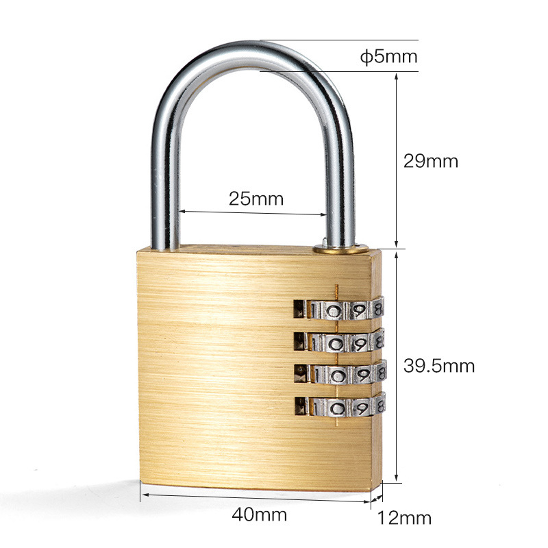 Sárgaréz labirintus záras doboz mechanikus jelszó zár, 3- vagy 4 görgős ívelt design, edzőtermi szekrényekhez