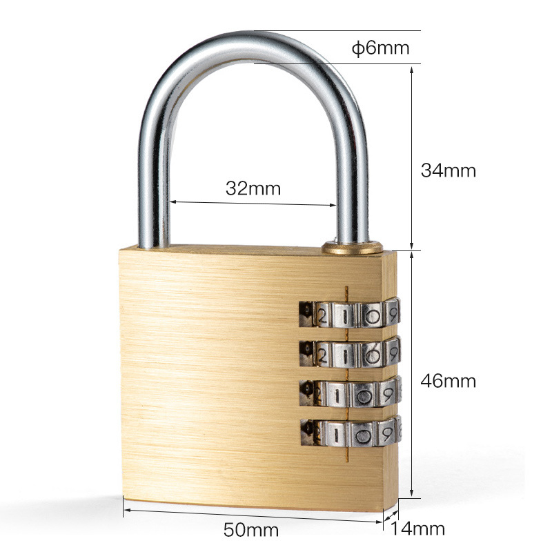 Sárgaréz labirintus záras doboz mechanikus jelszó zár, 3- vagy 4 görgős ívelt design, edzőtermi szekrényekhez