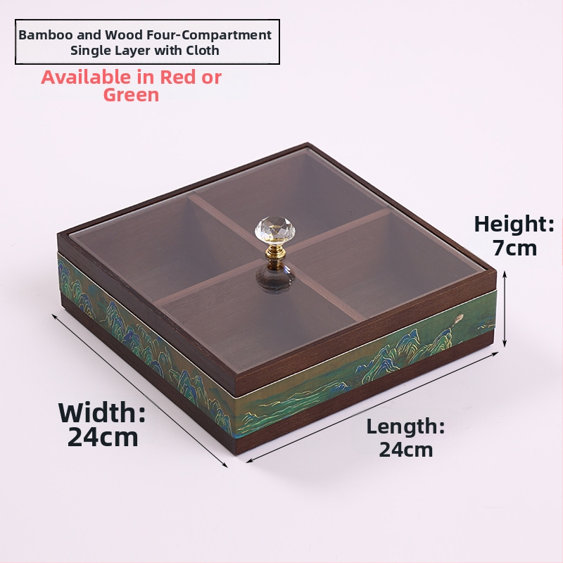 Drevená škatuľka na vreckovky s priehradkou na diaľkový ovládač — Nový čínsky štýl, Viacúčelová, Model 10029, do obývačky a kúpeľne