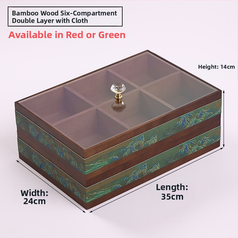 Drevená škatuľka na vreckovky s priehradkou na diaľkový ovládač — Nový čínsky štýl, Viacúčelová, Model 10029, do obývačky a kúpeľne