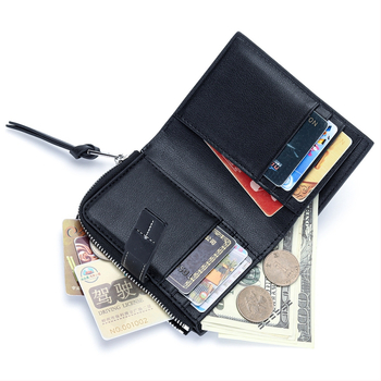 Γυναικείο πορτοφόλι από γνήσιο δέρμα, διπλής φύλλας με φερμουάρ για κέρματα, μικροϊνών επένδυση, μοντέλο YT-6982