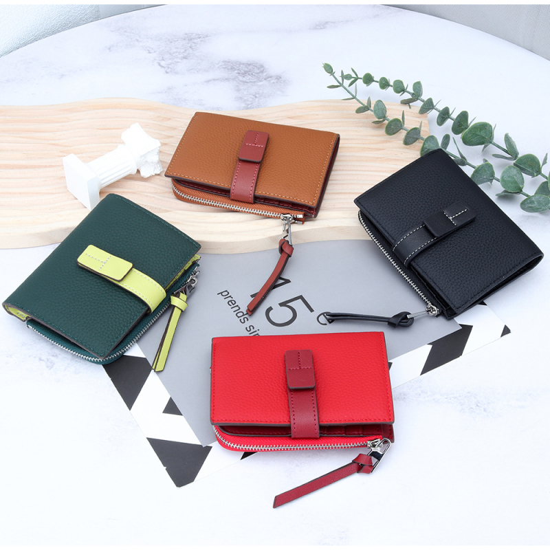 Γυναικείο πορτοφόλι από γνήσιο δέρμα, διπλής φύλλας με φερμουάρ για κέρματα, μικροϊνών επένδυση, μοντέλο YT-6982