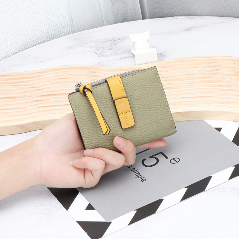 Γυναικείο πορτοφόλι από γνήσιο δέρμα, διπλής φύλλας με φερμουάρ για κέρματα, μικροϊνών επένδυση, μοντέλο YT-6982