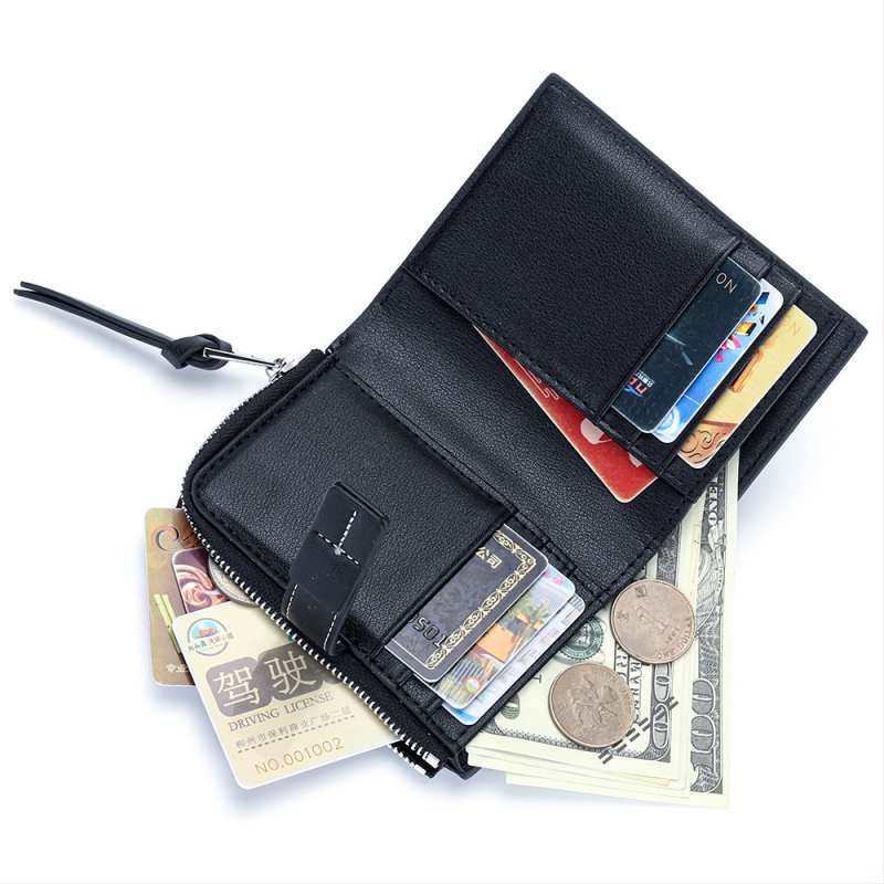 Γυναικείο πορτοφόλι από γνήσιο δέρμα, διπλής φύλλας με φερμουάρ για κέρματα, μικροϊνών επένδυση, μοντέλο YT-6982