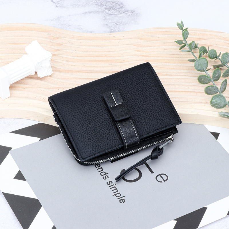 Γυναικείο πορτοφόλι από γνήσιο δέρμα, διπλής φύλλας με φερμουάρ για κέρματα, μικροϊνών επένδυση, μοντέλο YT-6982