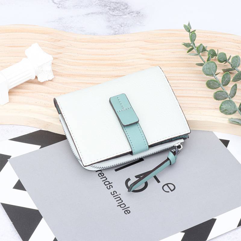 Γυναικείο πορτοφόλι από γνήσιο δέρμα, διπλής φύλλας με φερμουάρ για κέρματα, μικροϊνών επένδυση, μοντέλο YT-6982