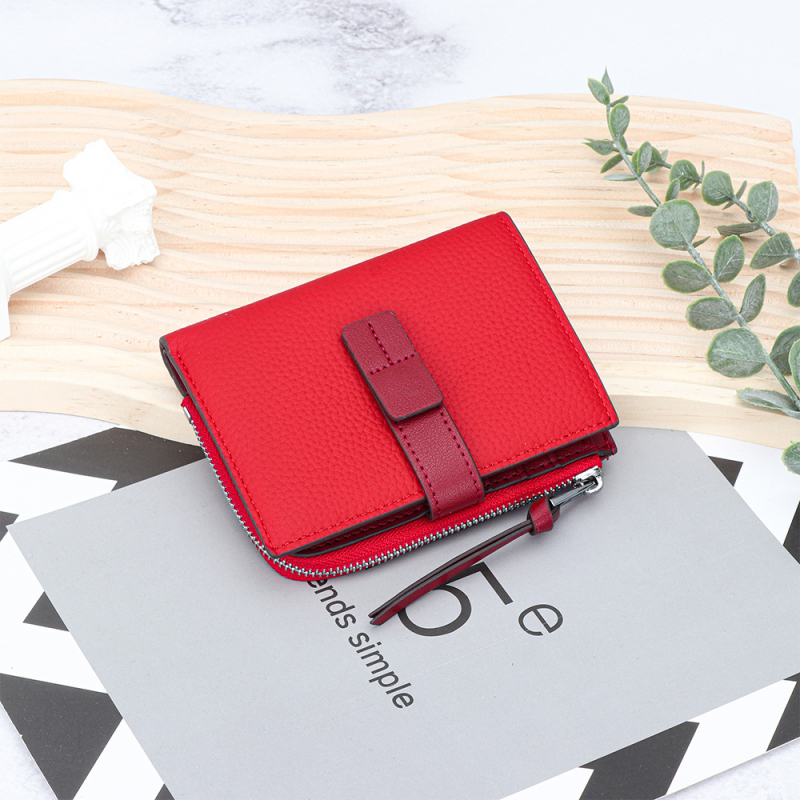 Γυναικείο πορτοφόλι από γνήσιο δέρμα, διπλής φύλλας με φερμουάρ για κέρματα, μικροϊνών επένδυση, μοντέλο YT-6982
