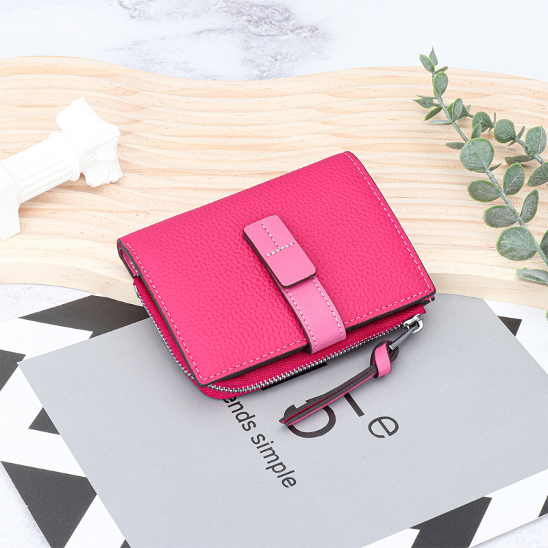 Γυναικείο πορτοφόλι από γνήσιο δέρμα, διπλής φύλλας με φερμουάρ για κέρματα, μικροϊνών επένδυση, μοντέλο YT-6982