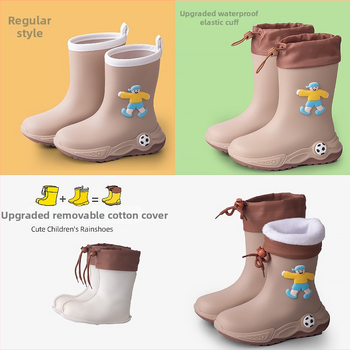 Ghete de ploaie pentru copii - stil cartoon sport, partea superioară din PVC, toc mic 1–3 cm, gambă medie, unisex, pentru toate anotimpurile